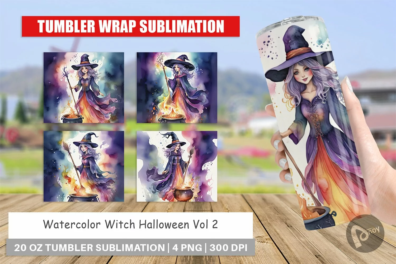 Tumbler Wrap Watercolor Witch product image 1