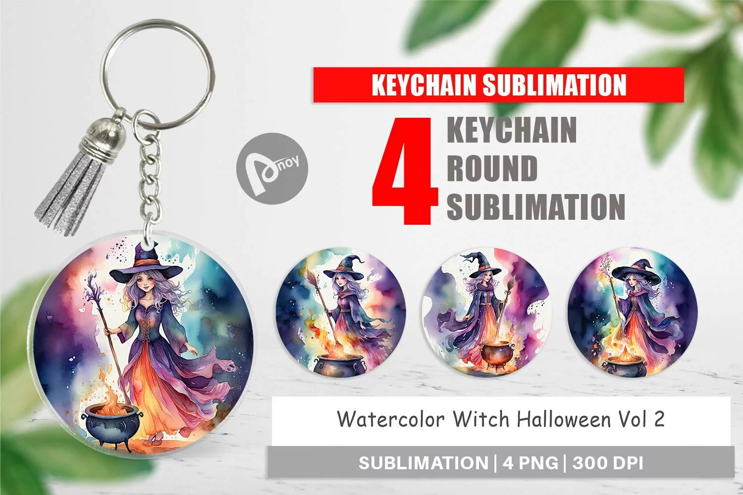 Keychain Watercolor Witch product image 1