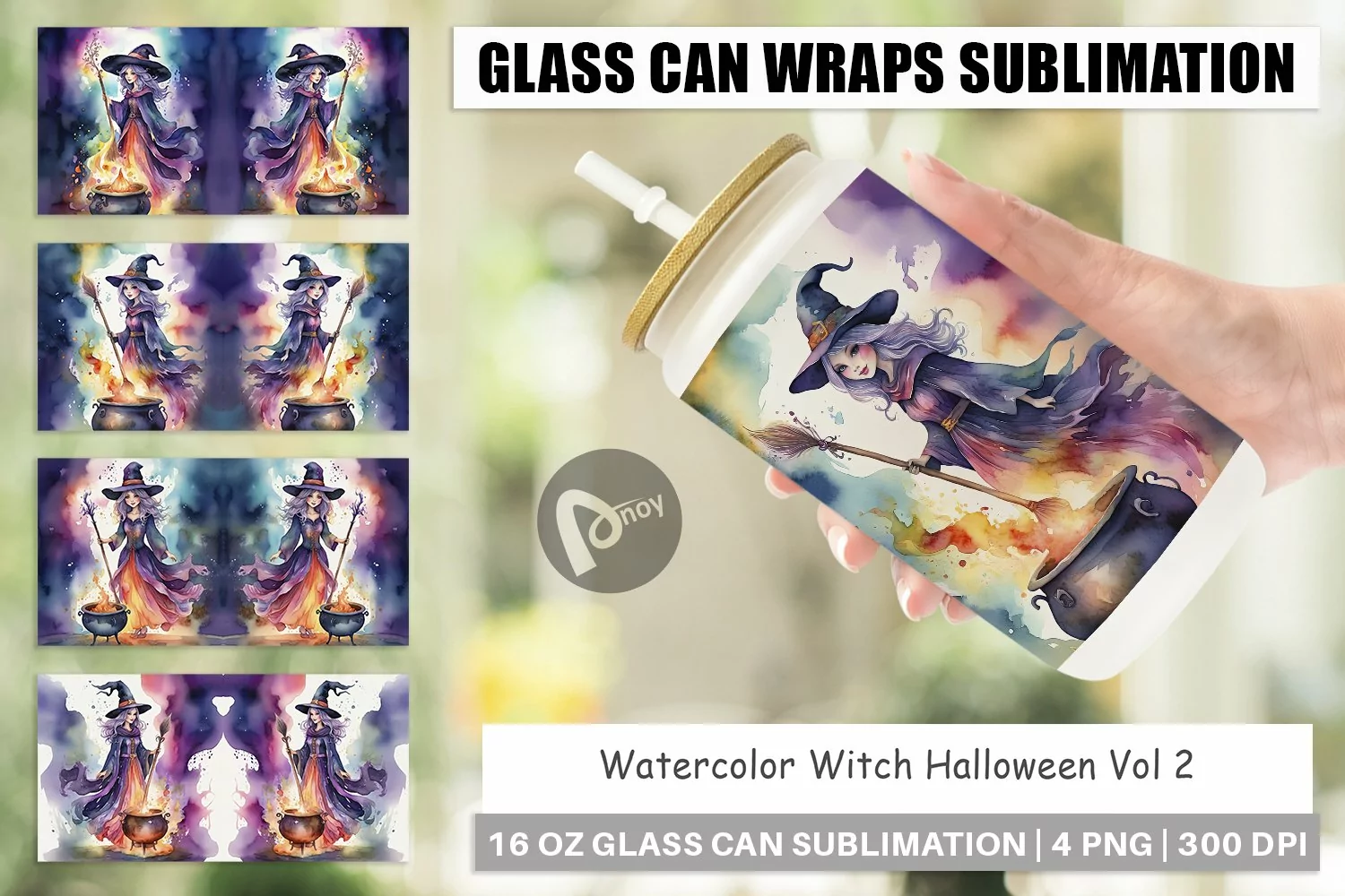 Glass Can Wraps Watercolor Witch product image 1