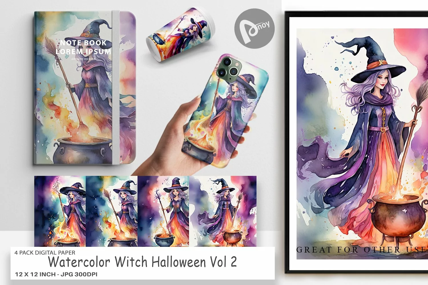 Digital Paper Watercolor Witch product image 1