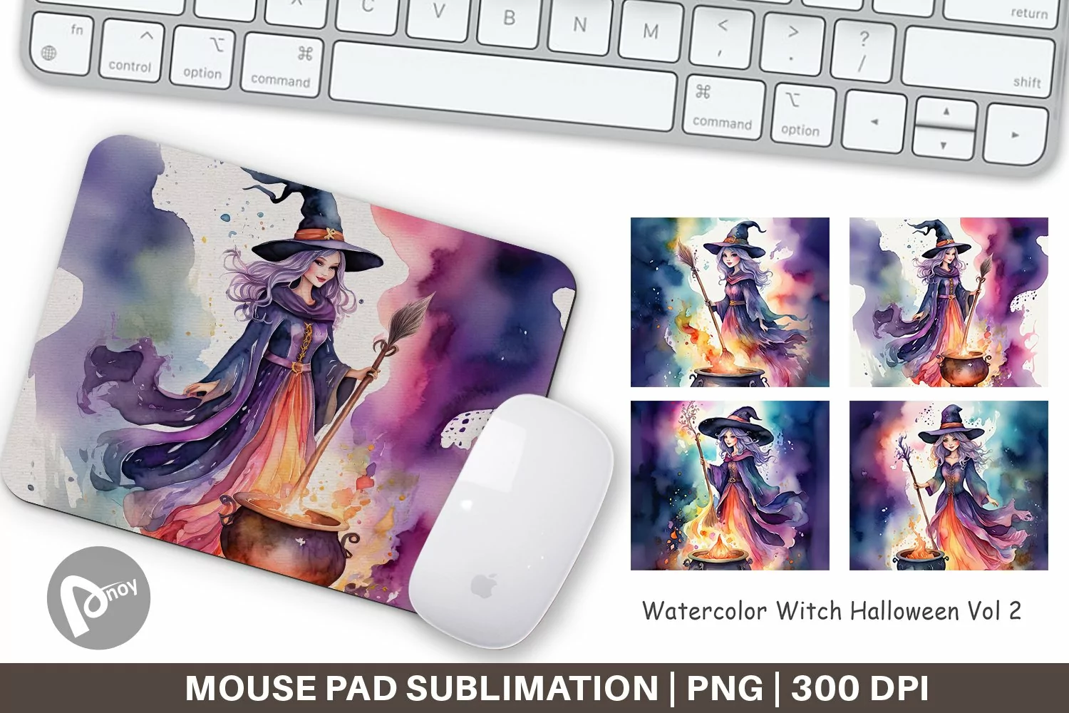 Mouse Pad Watercolor Witch product image 1