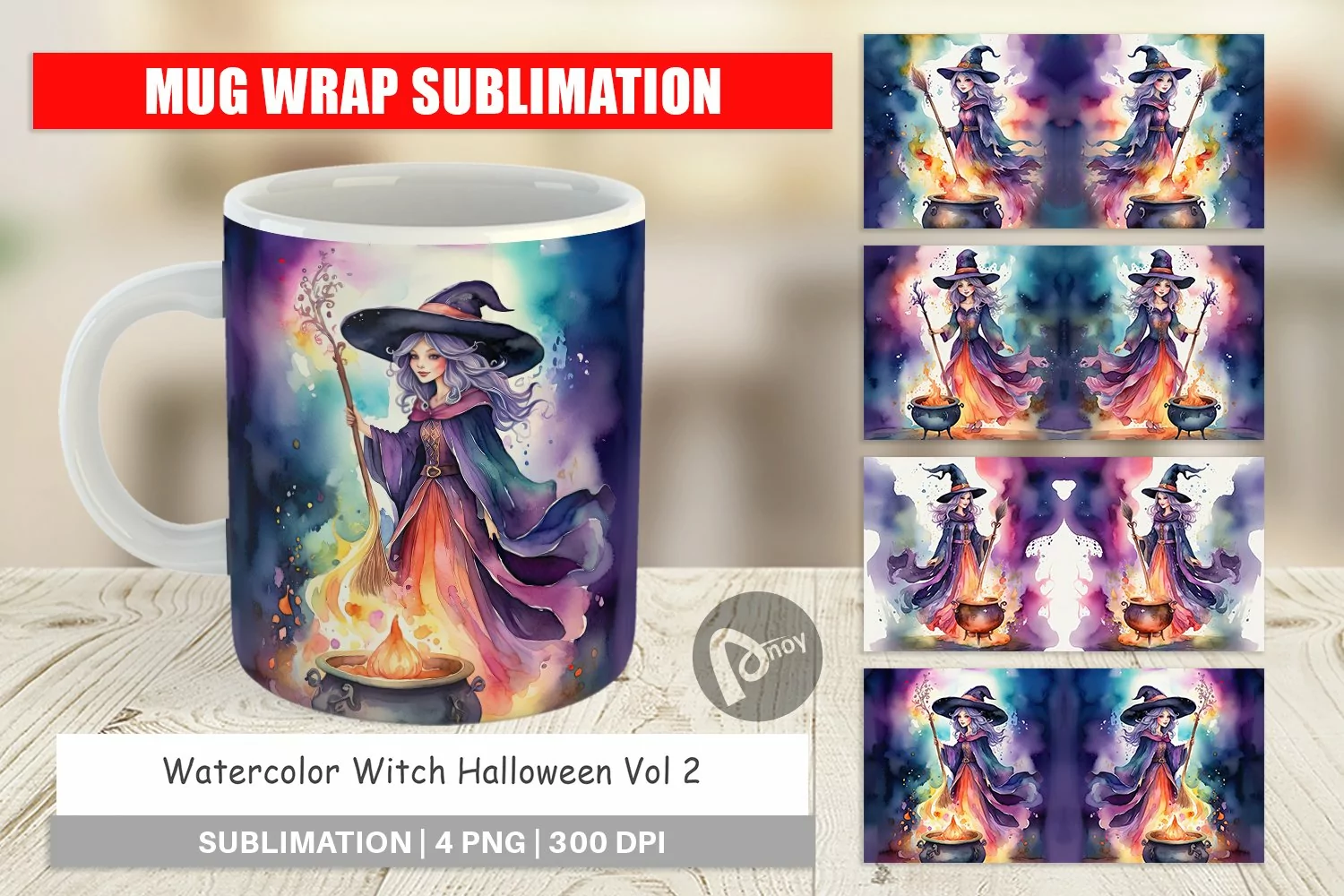 Mug Wrap Design Watercolor Witch product image 1