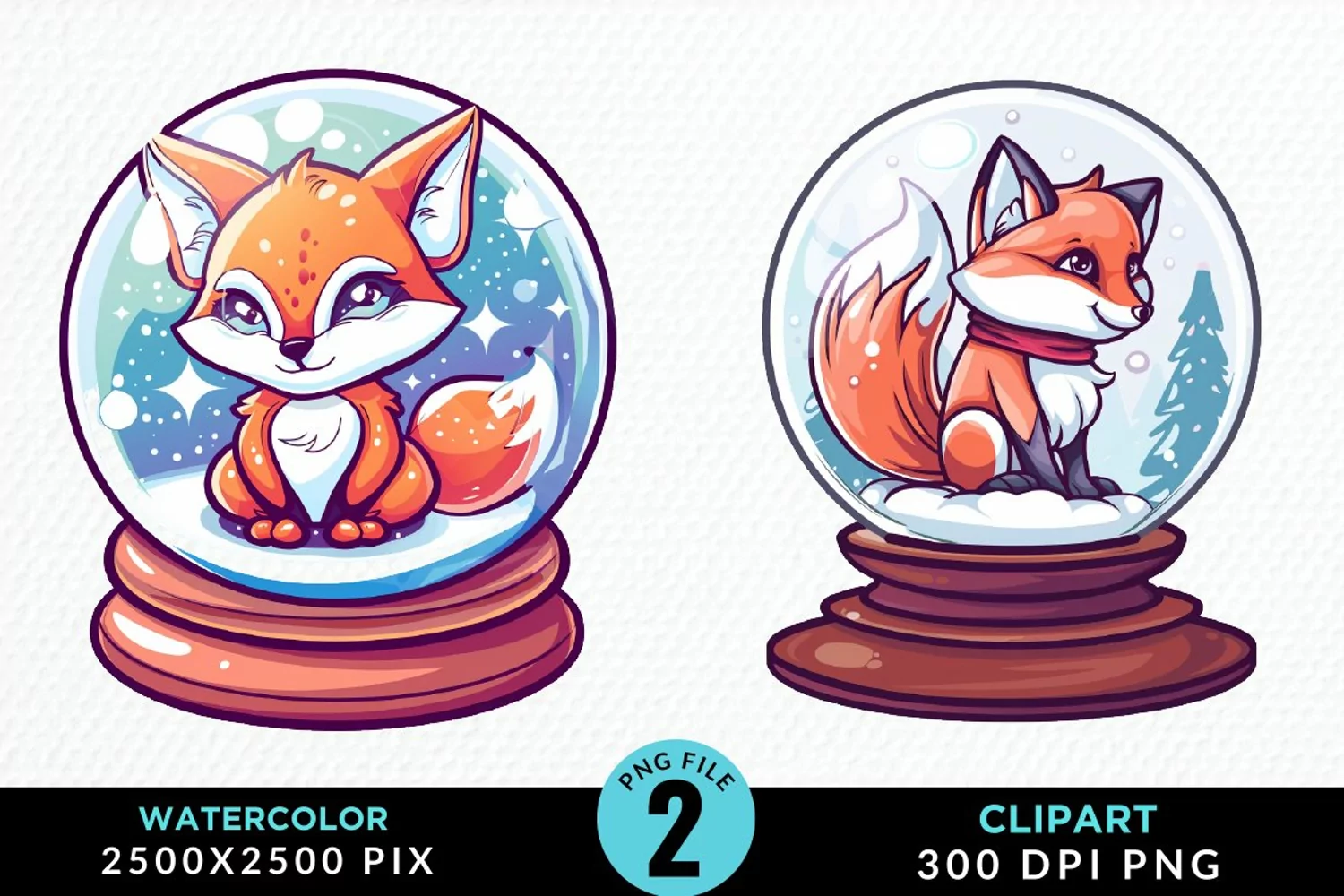 Watercolor Witchy Foxes Exquisite Clipart product image 1