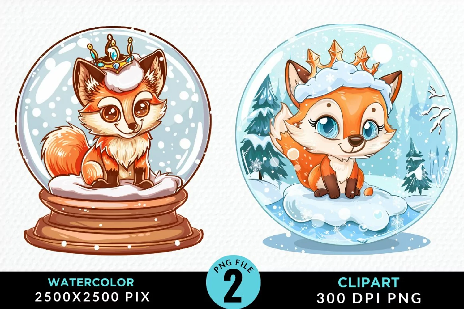 Watercolor Witchy Foxes Exquisite Clipart product image 1