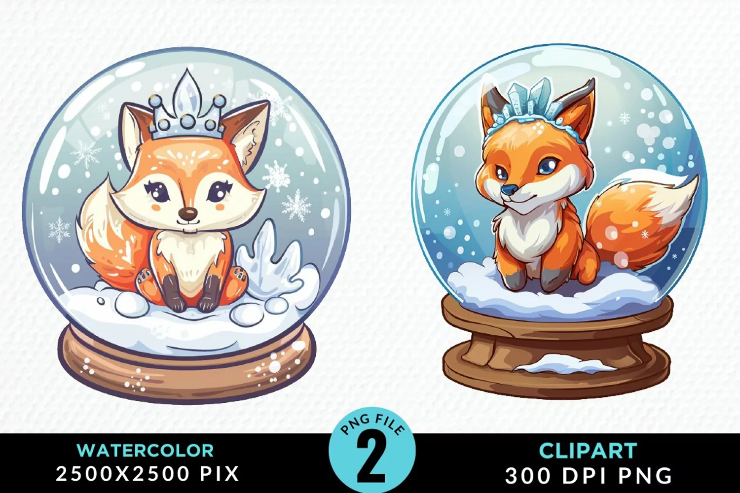 Watercolor Witchy Foxes Exquisite Clipart product image 1