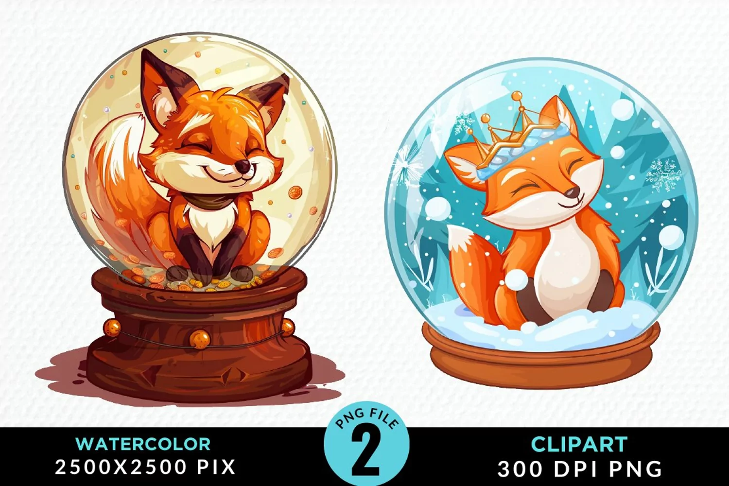 Watercolor Witchy Foxes Exquisite Clipart product image 1