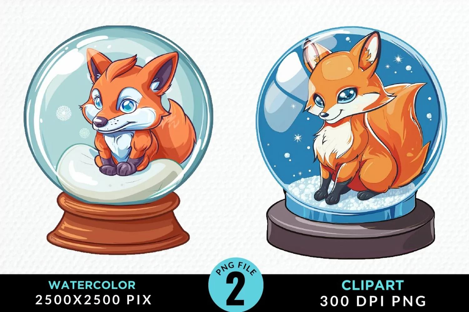 Watercolor Witchy Foxes Exquisite Clipart product image 1
