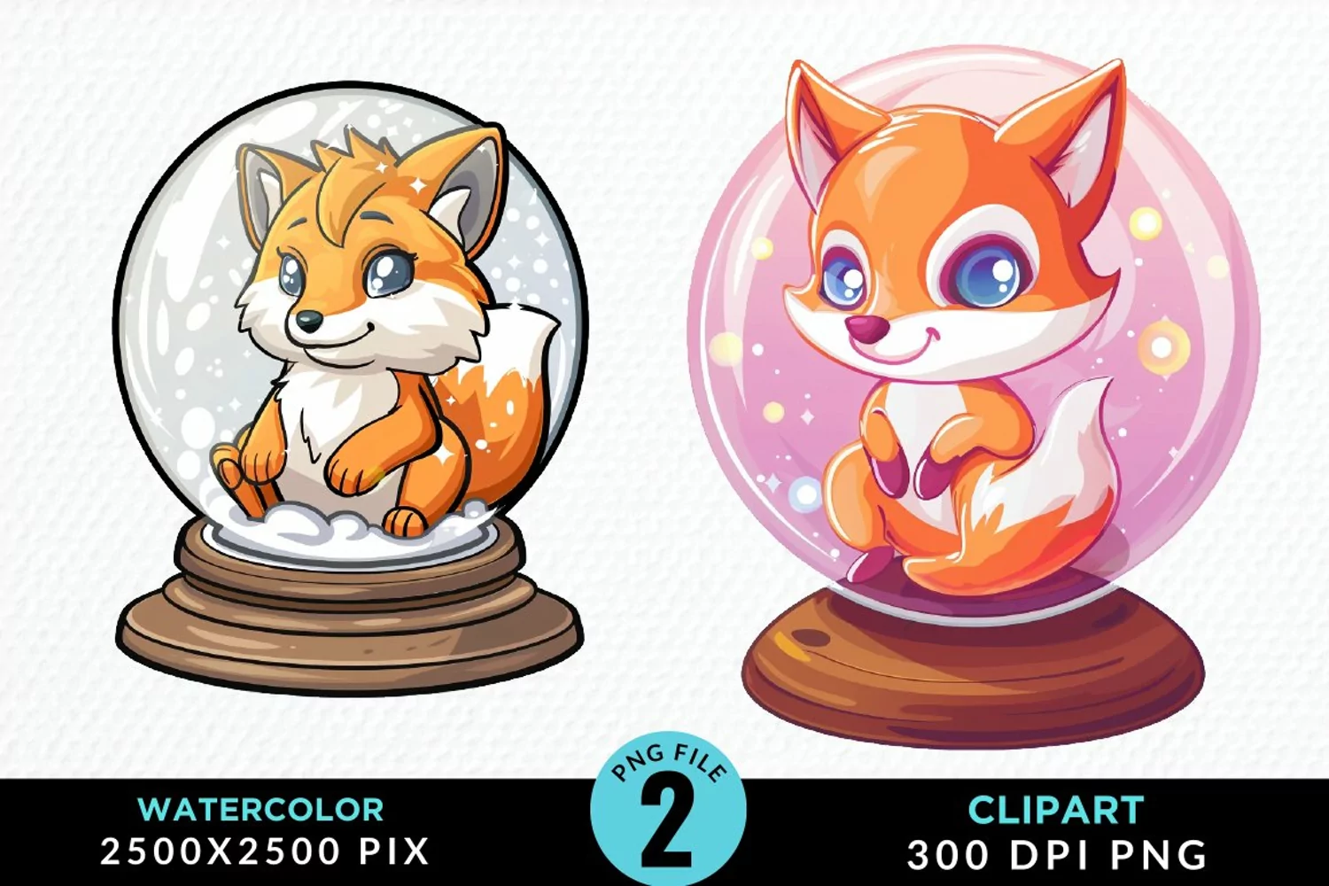 Watercolor Witchy Foxes Exquisite Clipart product image 1