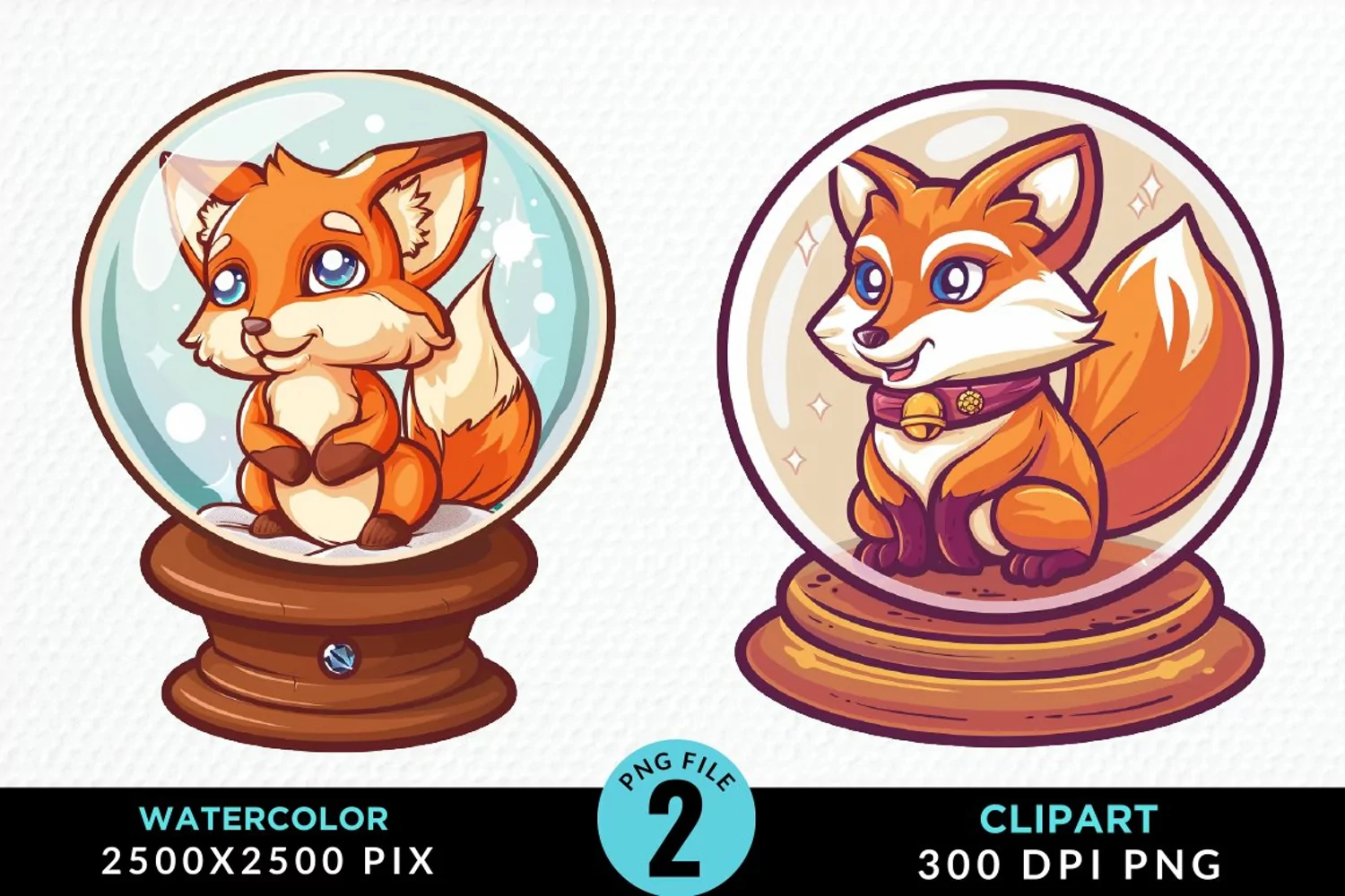 Watercolor Witchy Foxes Exquisite Clipart product image 1