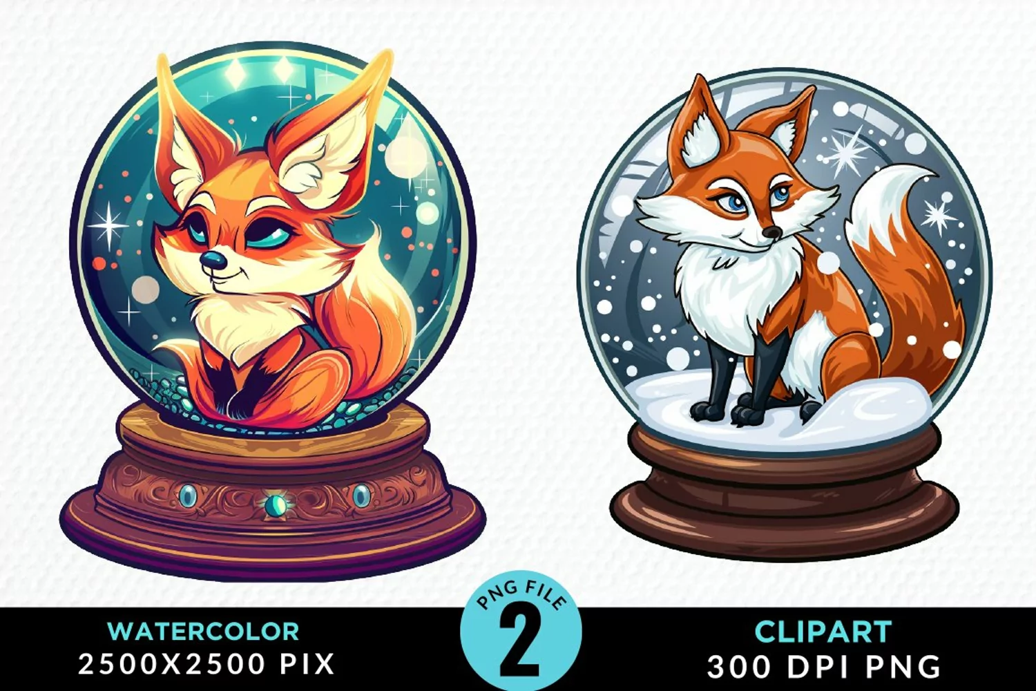 Watercolor Witchy Foxes Exquisite Clipart product image 1