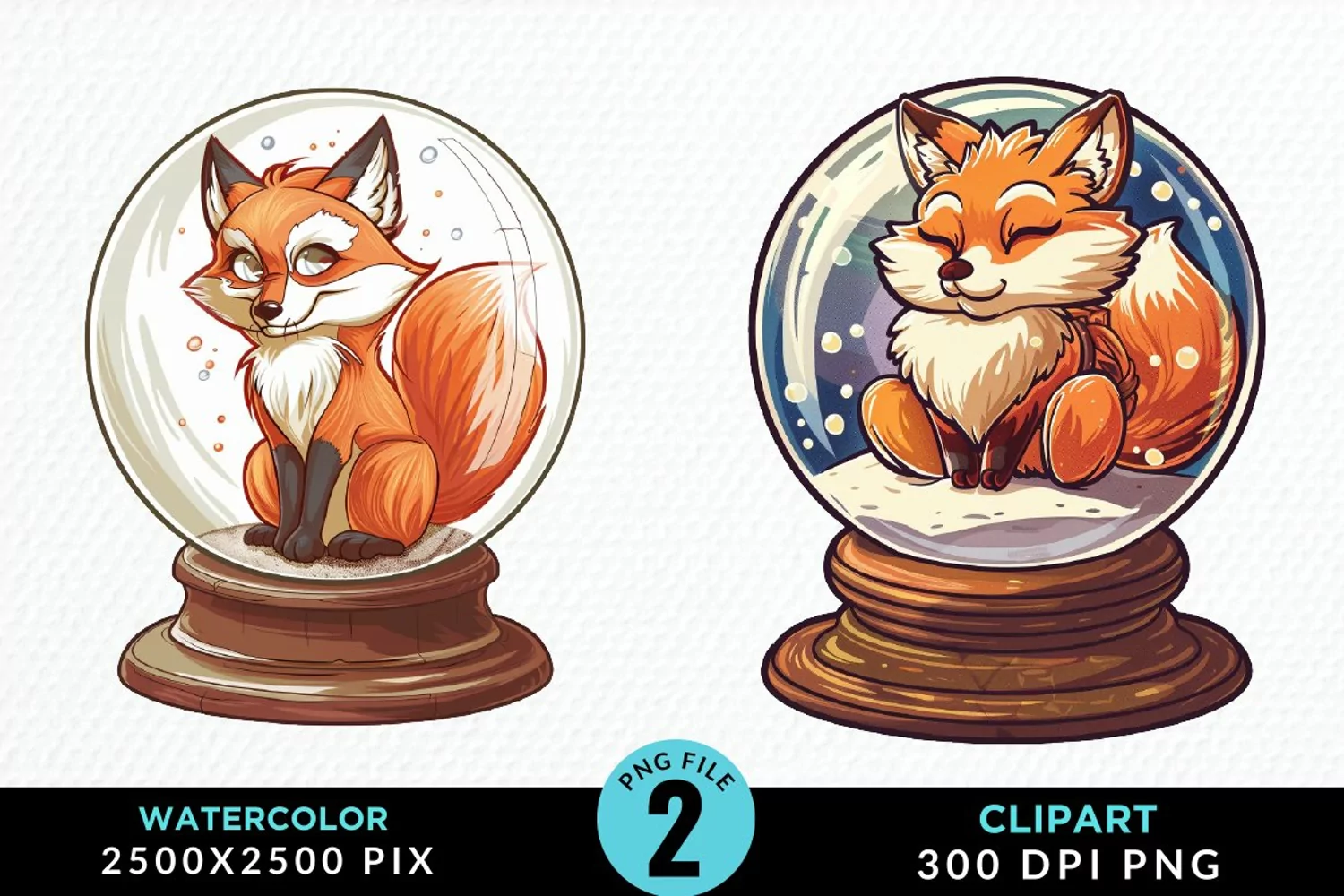 Watercolor Witchy Foxes Exquisite Clipart product image 1