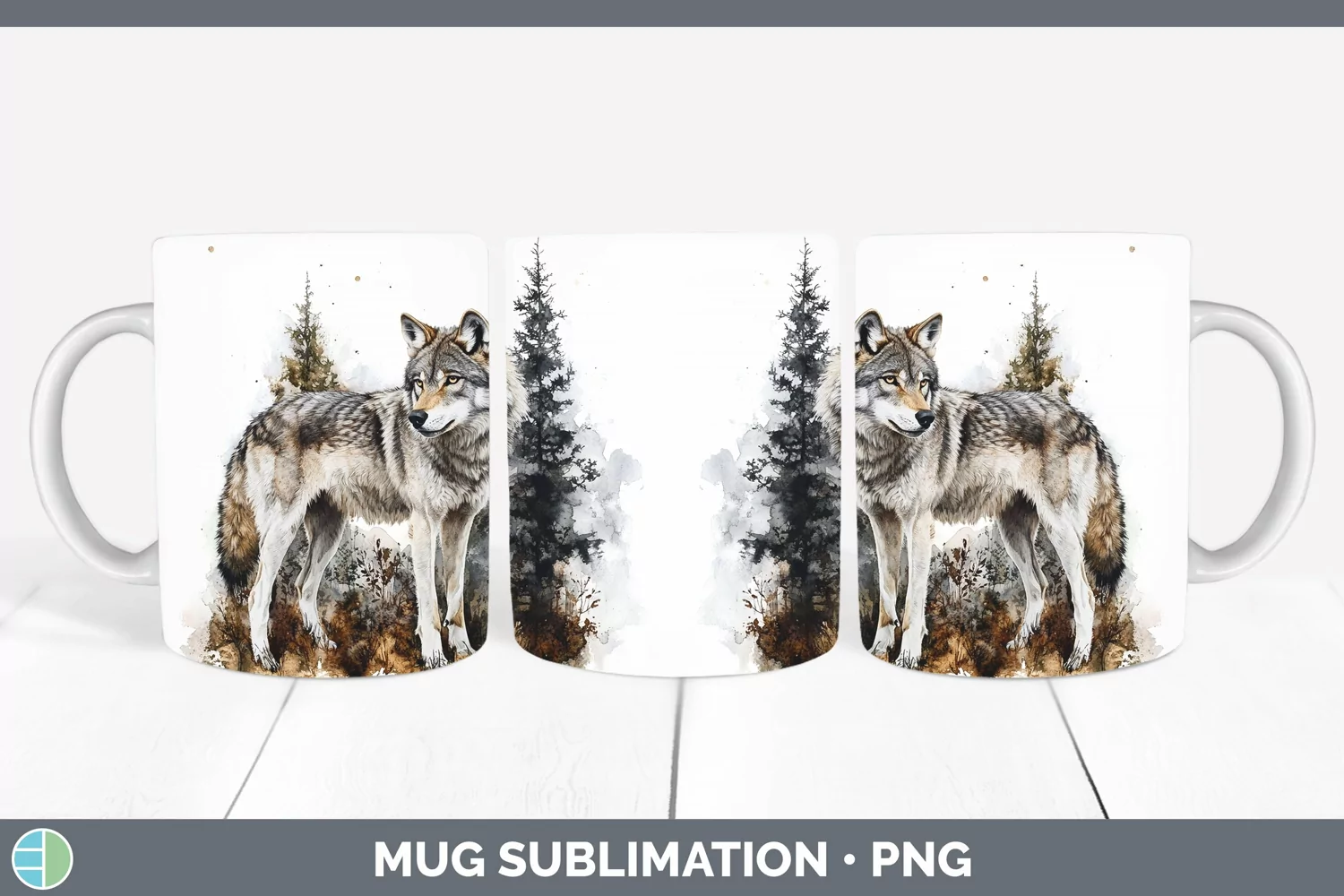 GorgeousWatercolor Mug Wrap design.