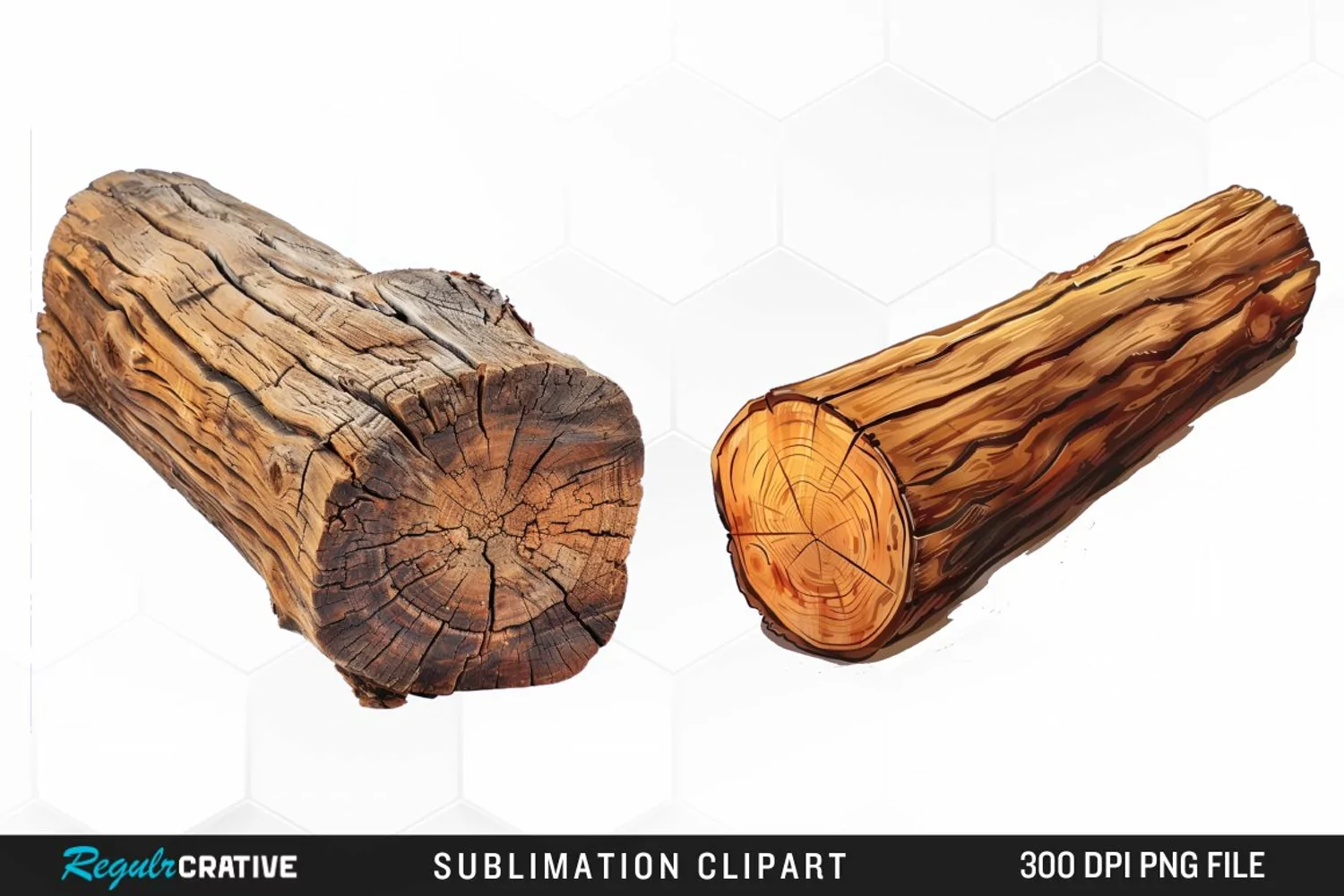 Watercolor Wooden Logs Clipart product image 1