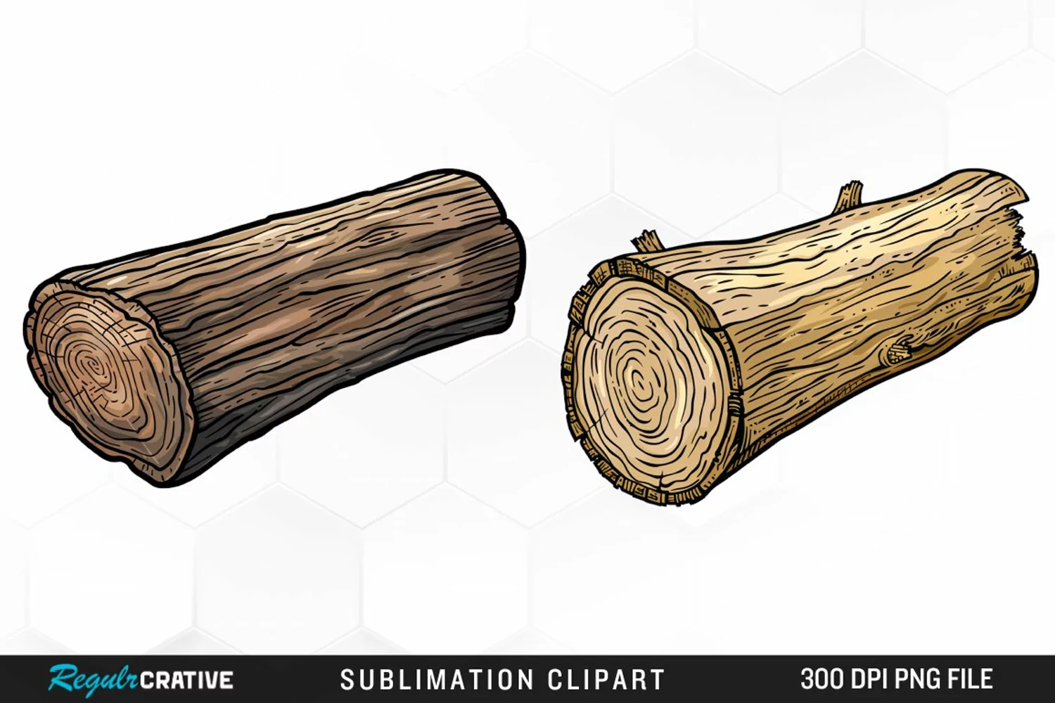 Watercolor Wooden Logs Graphics Clipart product image 1