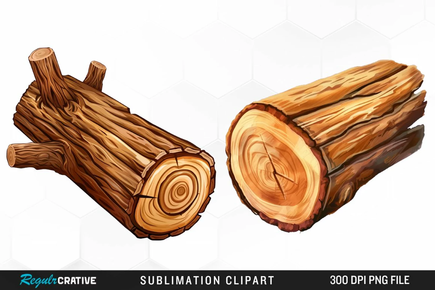 Watercolor Wooden Logs Clipart product image 1