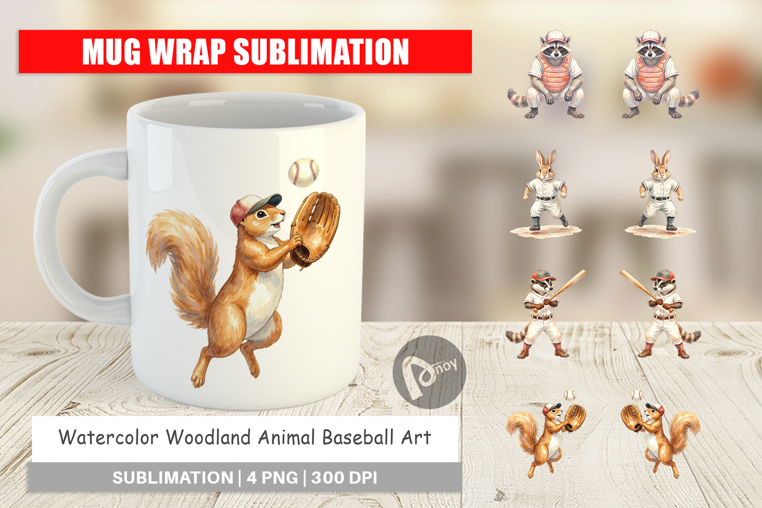 Woodland Animal Baseball Mug Wrap product image 1