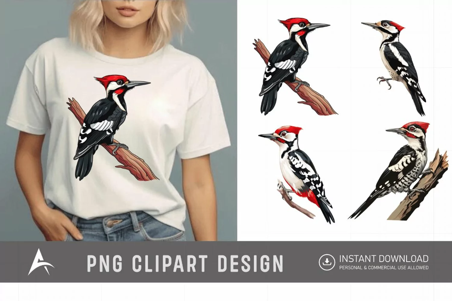 Watercolor Woodpecker Clipart product image 1
