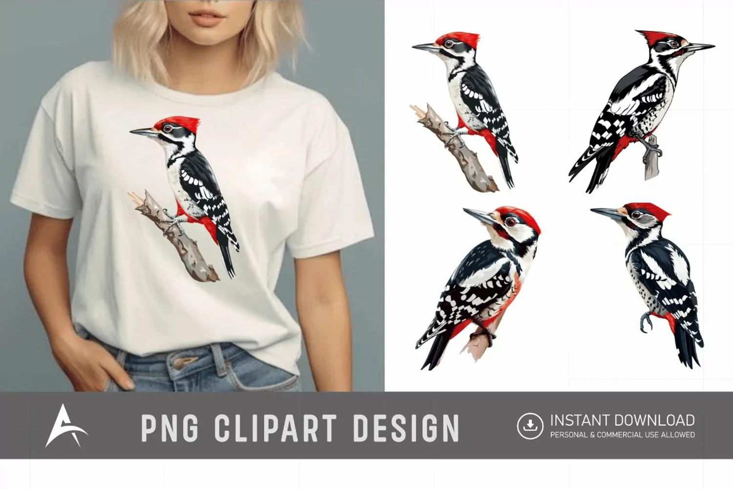 Watercolor Woodpecker Clipart product image 1