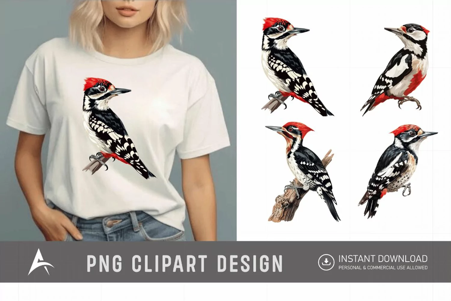 Watercolor Woodpecker Clipart product image 1