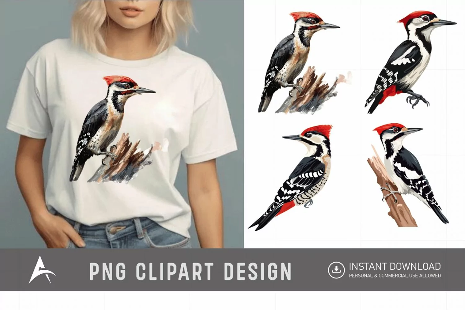 Watercolor Woodpecker Clipart product image 1