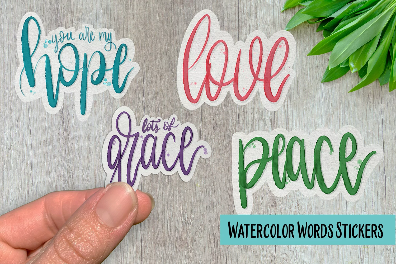 Watercolor Words PNG Sticker Pack product image 1
