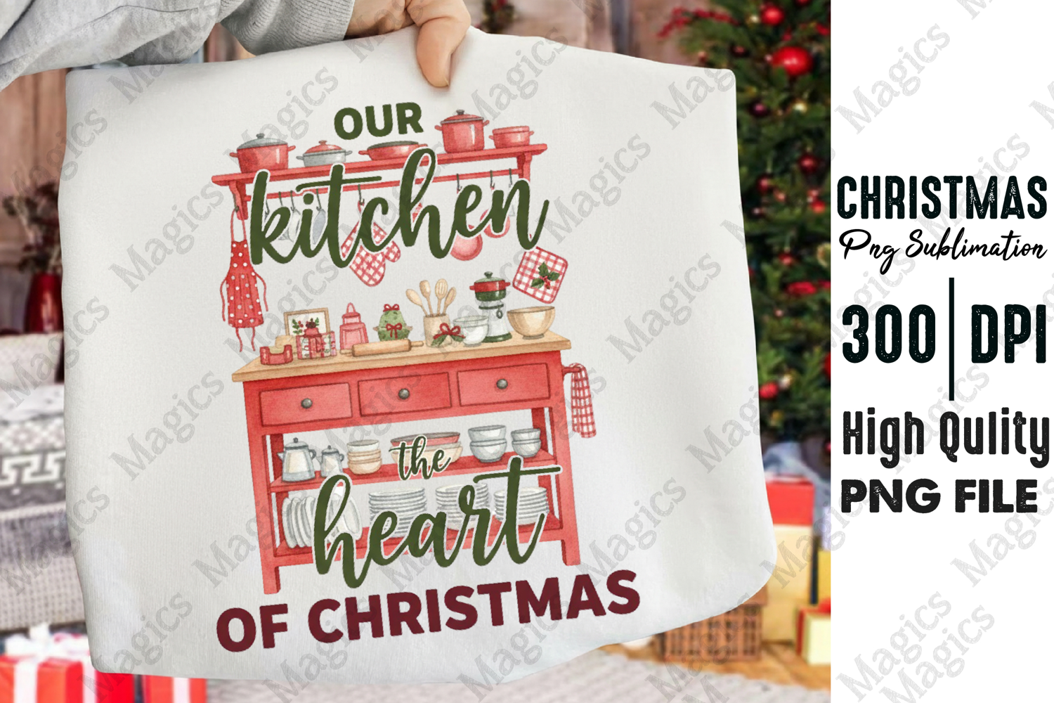 Watercolor Xmas Kitchen Sublimation product image 1