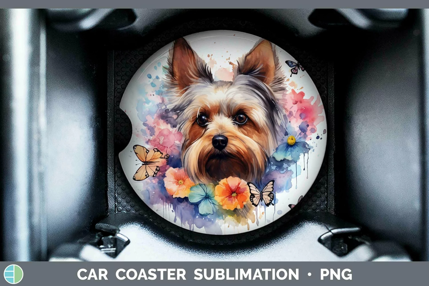 GorgeousWatercolor Car Coaster design.