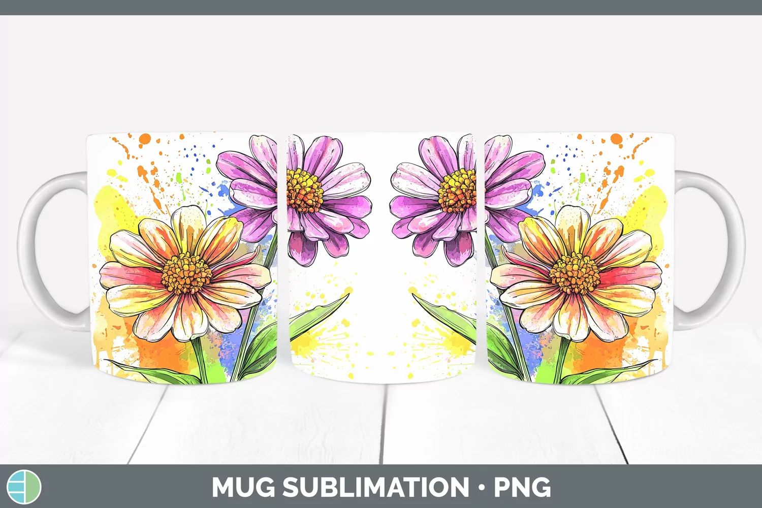 GorgeousWatercolor Mug Wrap design.