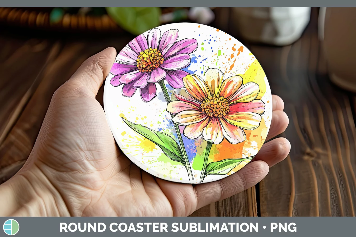 GorgeousWatercolor Round Coaster design.