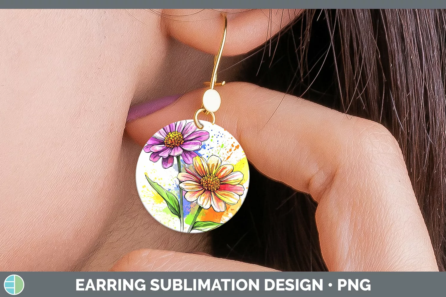 GorgeousWatercolor Round Earrings design.
