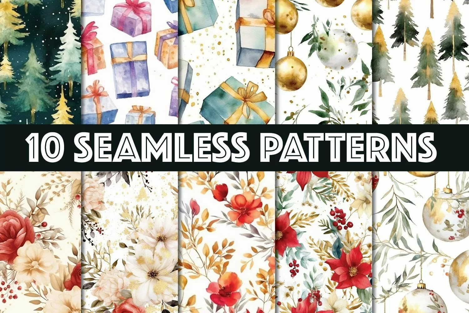 Watercolor Christmas Seamless Pattern product image 1