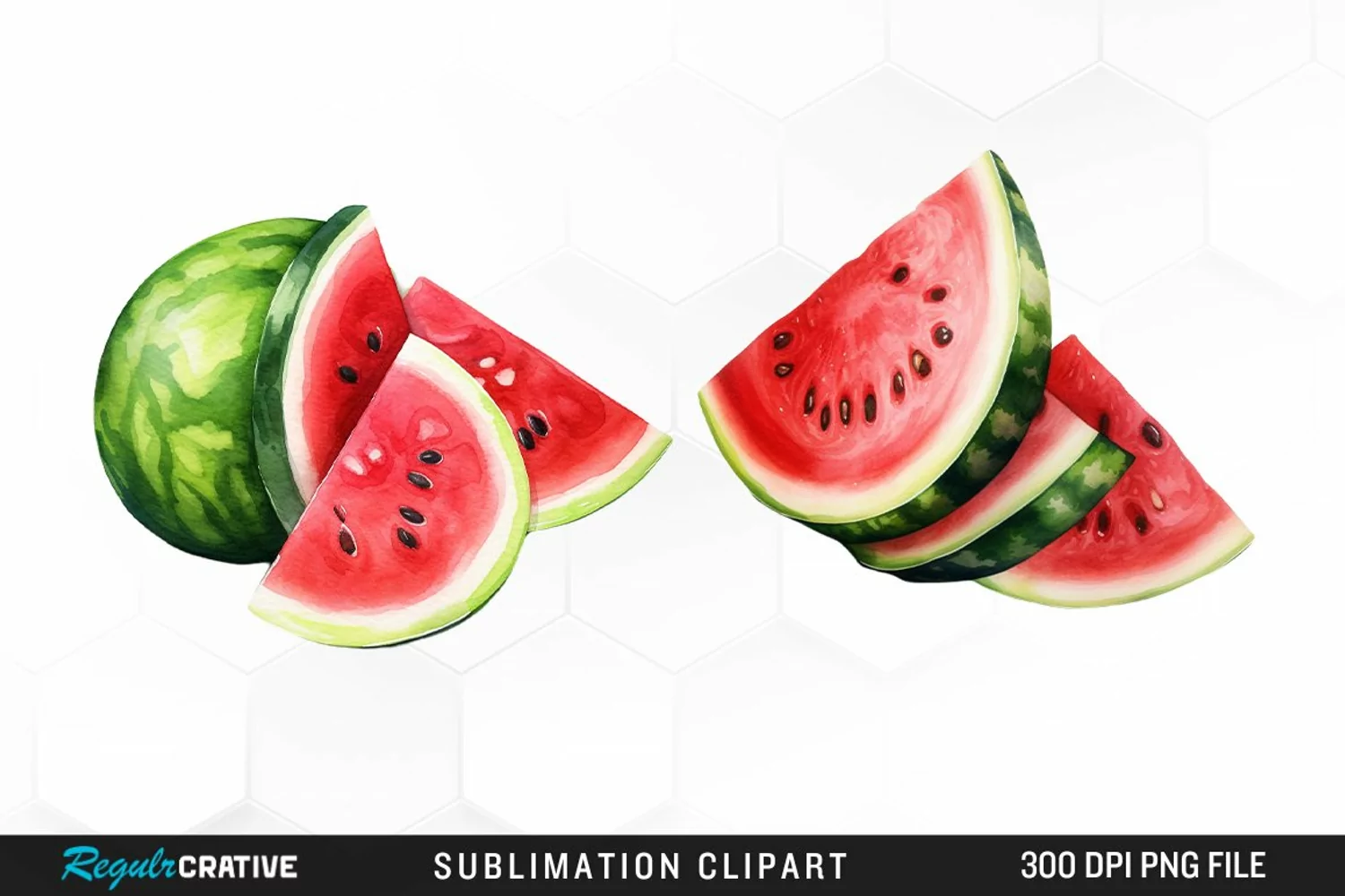 Watermelon Pieces Watercolor PNG Clipart product image 1