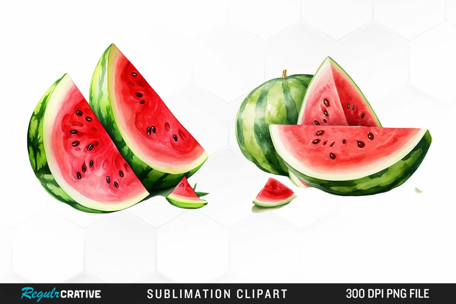 Watermelon Pieces Watercolor PNG Clipart product image 1