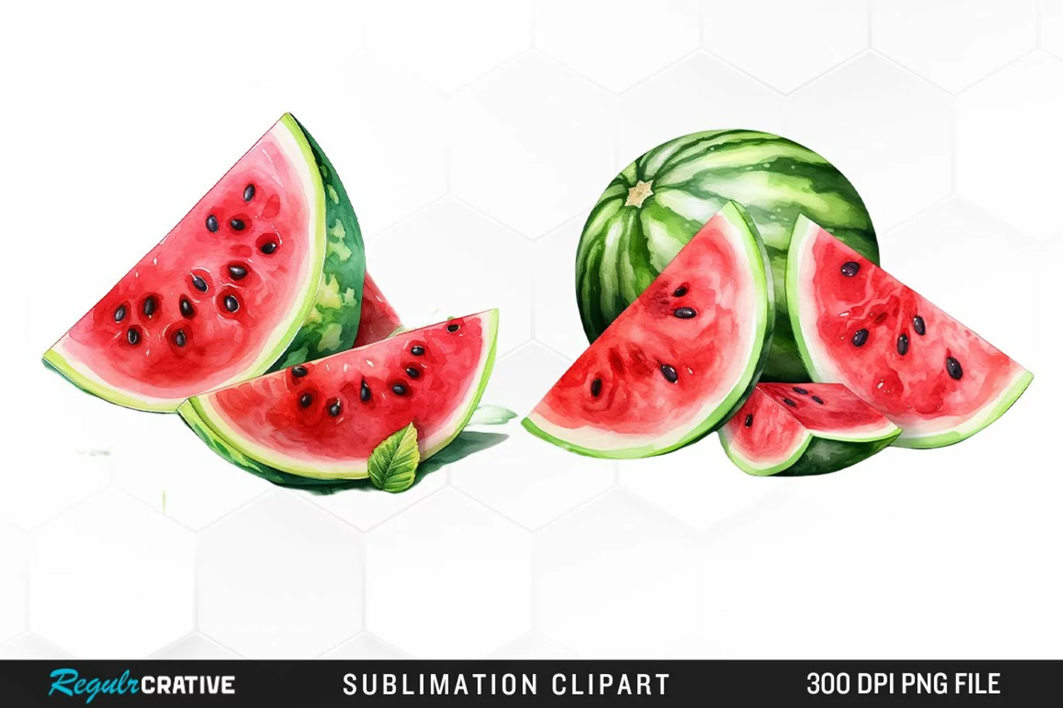 Watermelon Pieces Watercolor PNG Clipart product image 1
