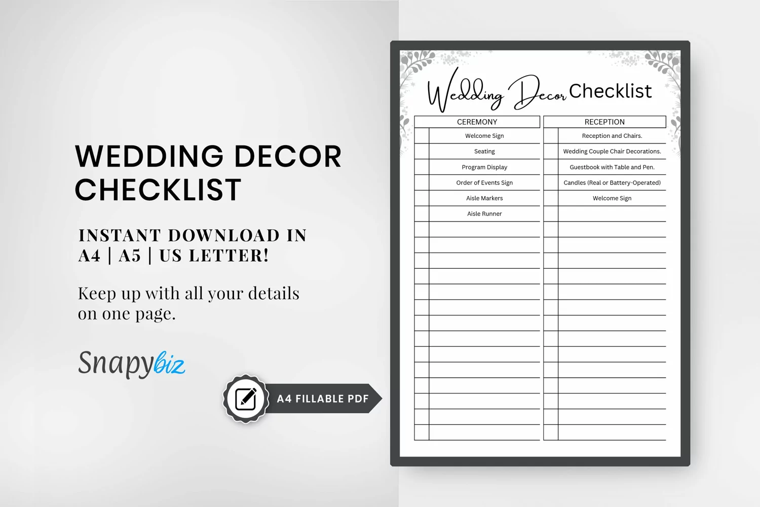 Wedding Decor Checklist, Wedding To Do List product image 1