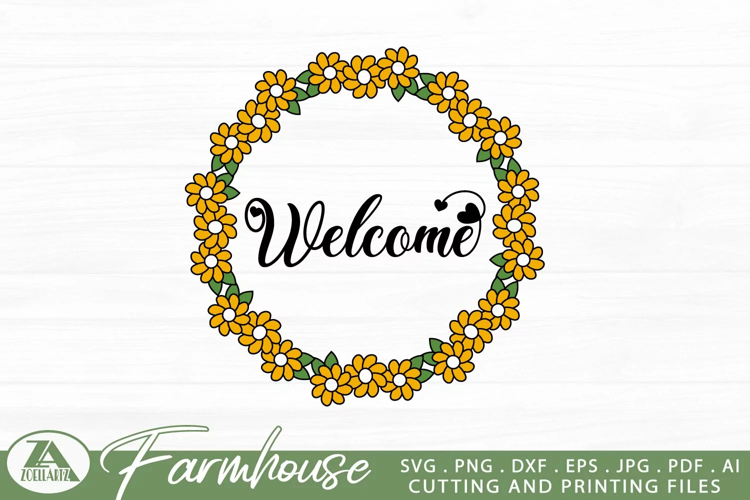 Floral Farmhouse Wreath | Welcome Home Sign SVG Cut File product image 1