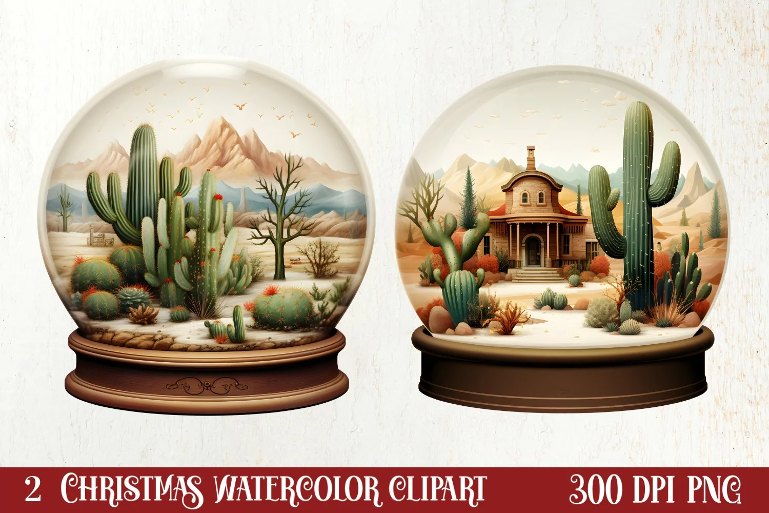 Western Christmas Watercolor Clipart product image 1
