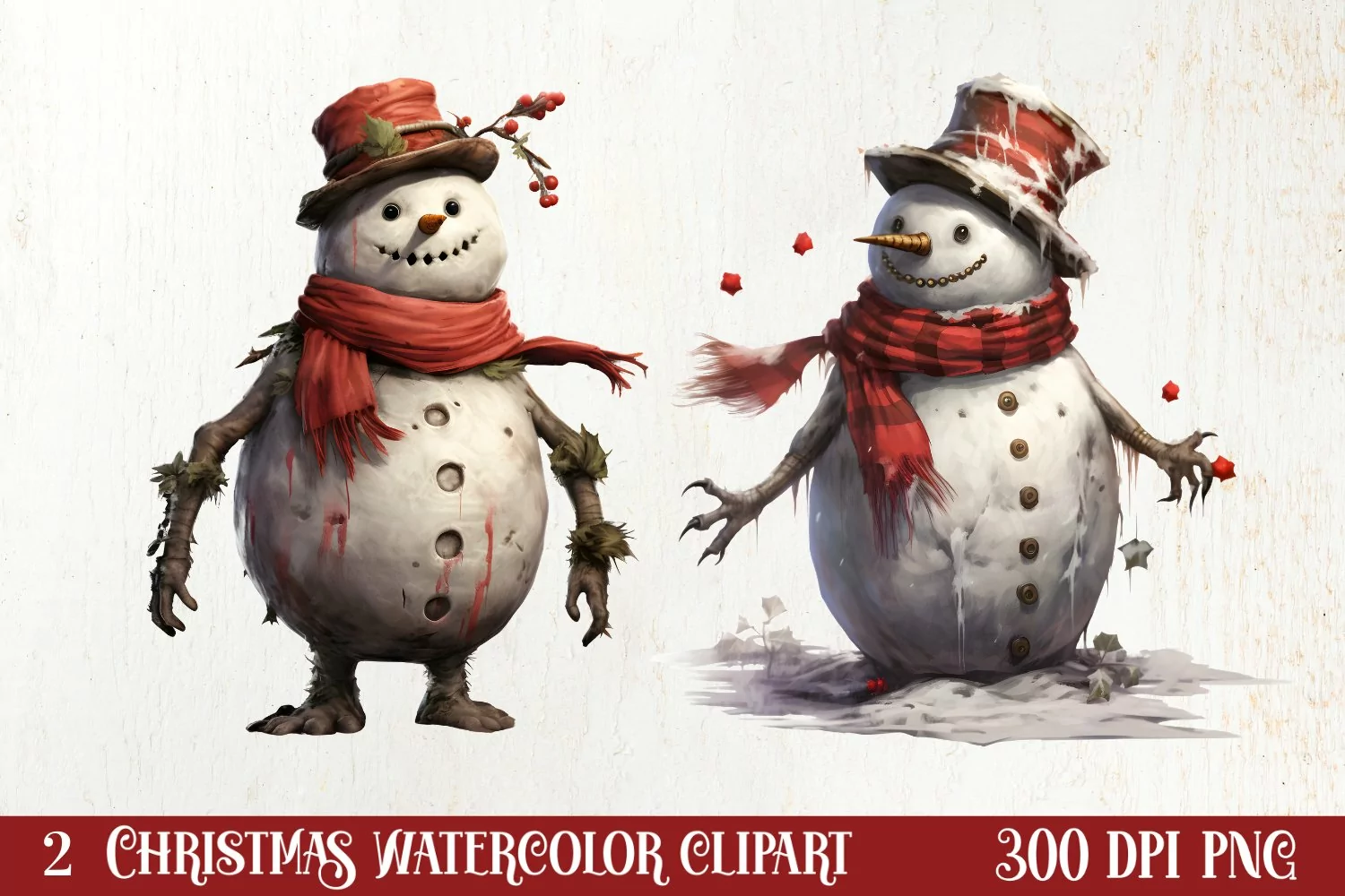 Western Christmas Watercolor Clipart product image 1