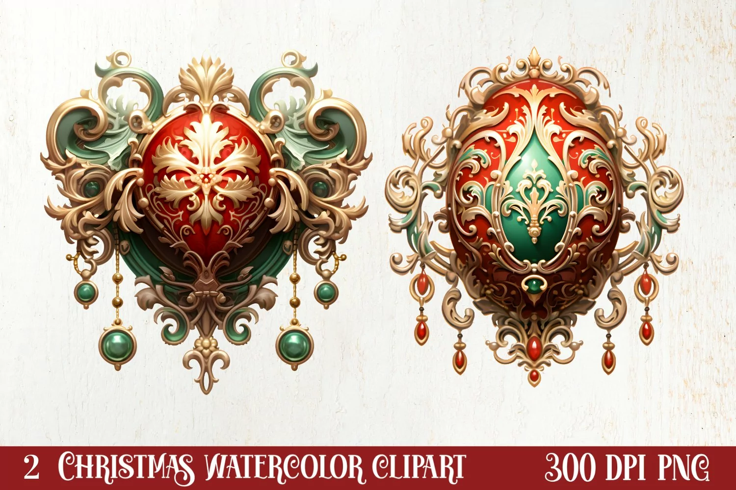 Western Christmas Watercolor Clipart product image 1