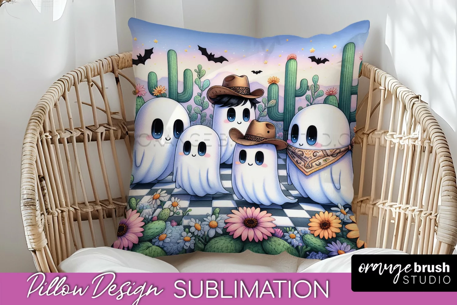 Western Halloween Pillow Sublimation - Ghost Pillow Cover product image 1