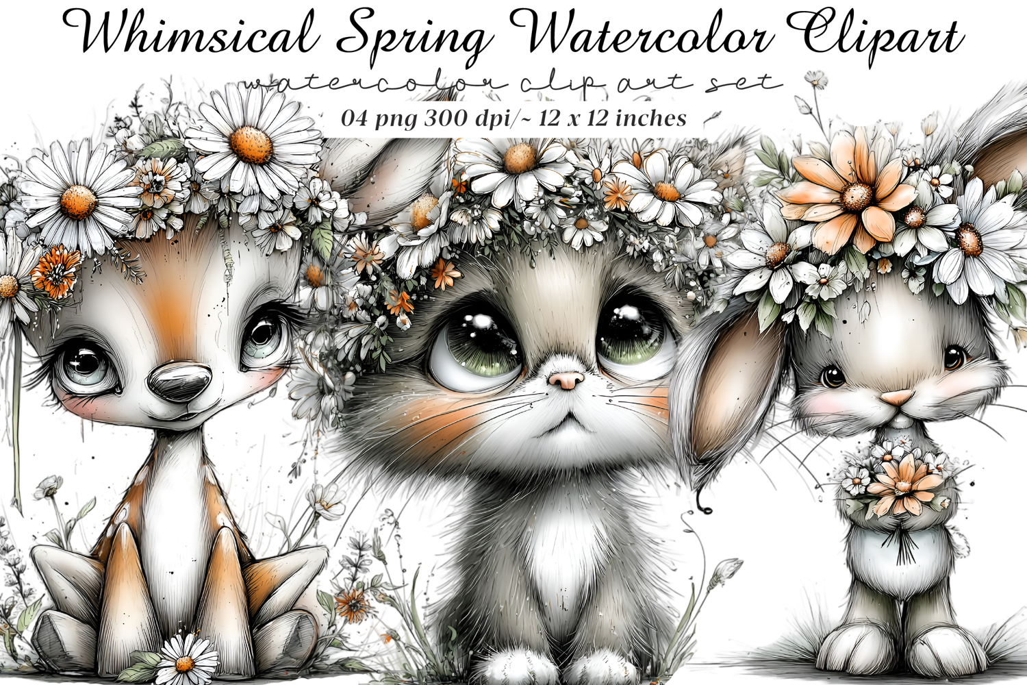 Whimsical Spring Watercolor Clipart product image 1