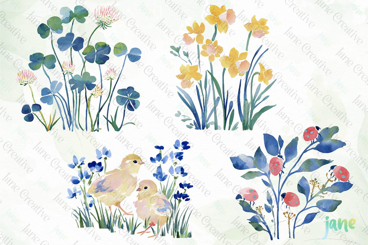 Whimsical Spring Watercolor Cliparts product image 1