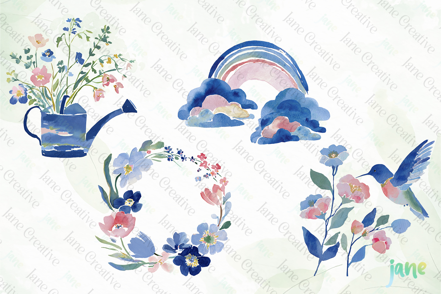 Whimsical Spring Watercolor Cliparts product image 1