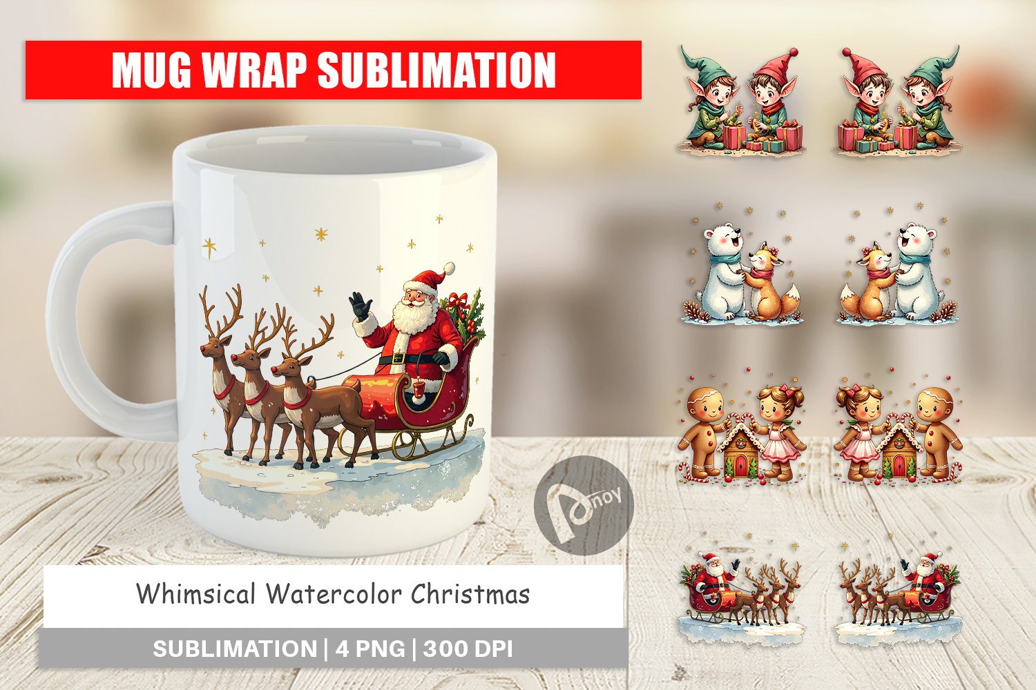 Whimsical Christmas Mug Wrap product image 1