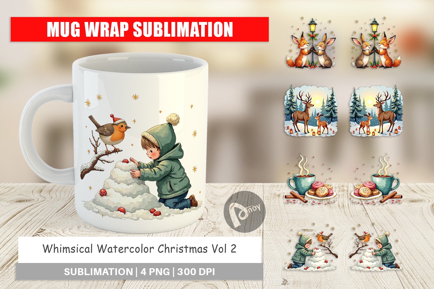Whimsical Christmas Mug Wrap product image 1