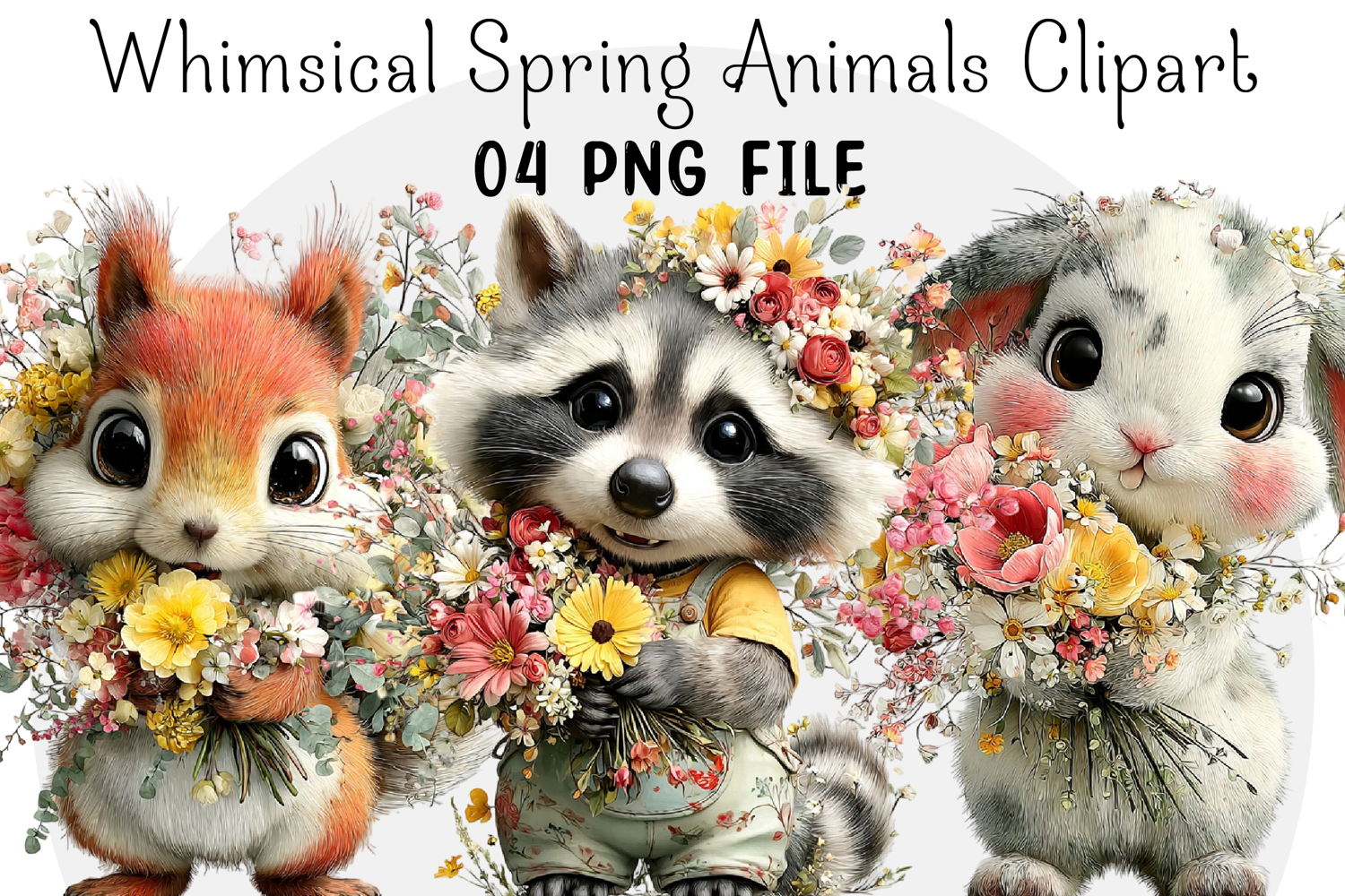 Whimsical Watercolor Spring Animals Clipart product image 1