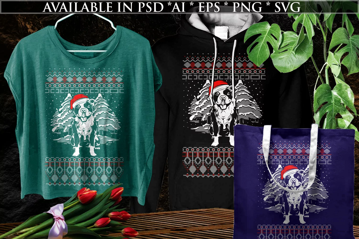 White pitbull|ugly christmas sweater | dog ugly christmas product image 1