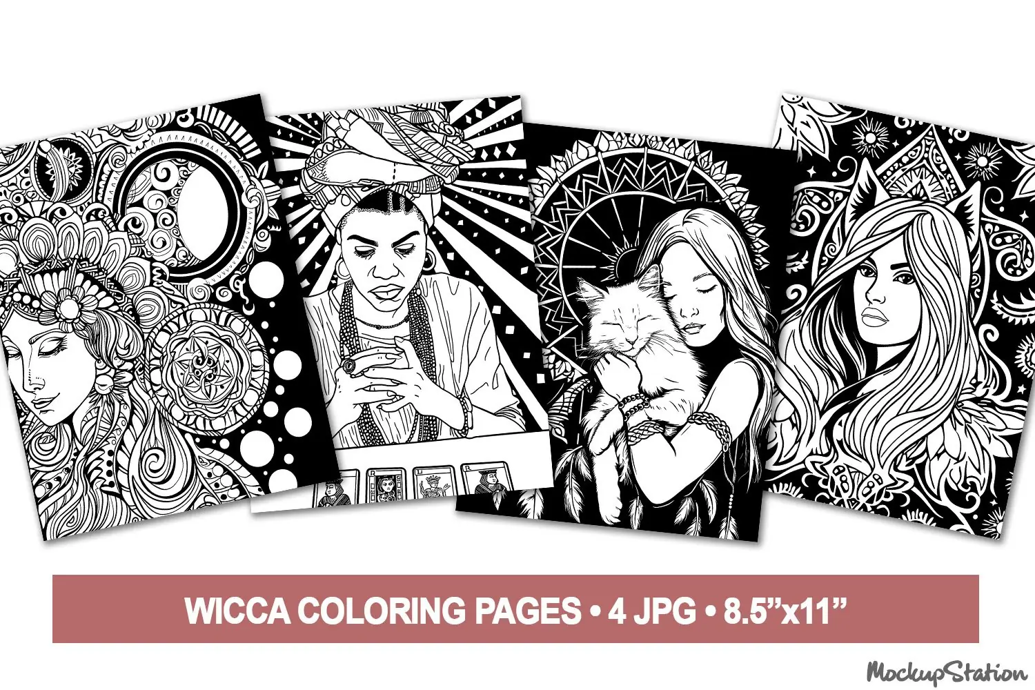 Wiccan Coloring Pages | Witchy Coloring Page for Adults product image 1