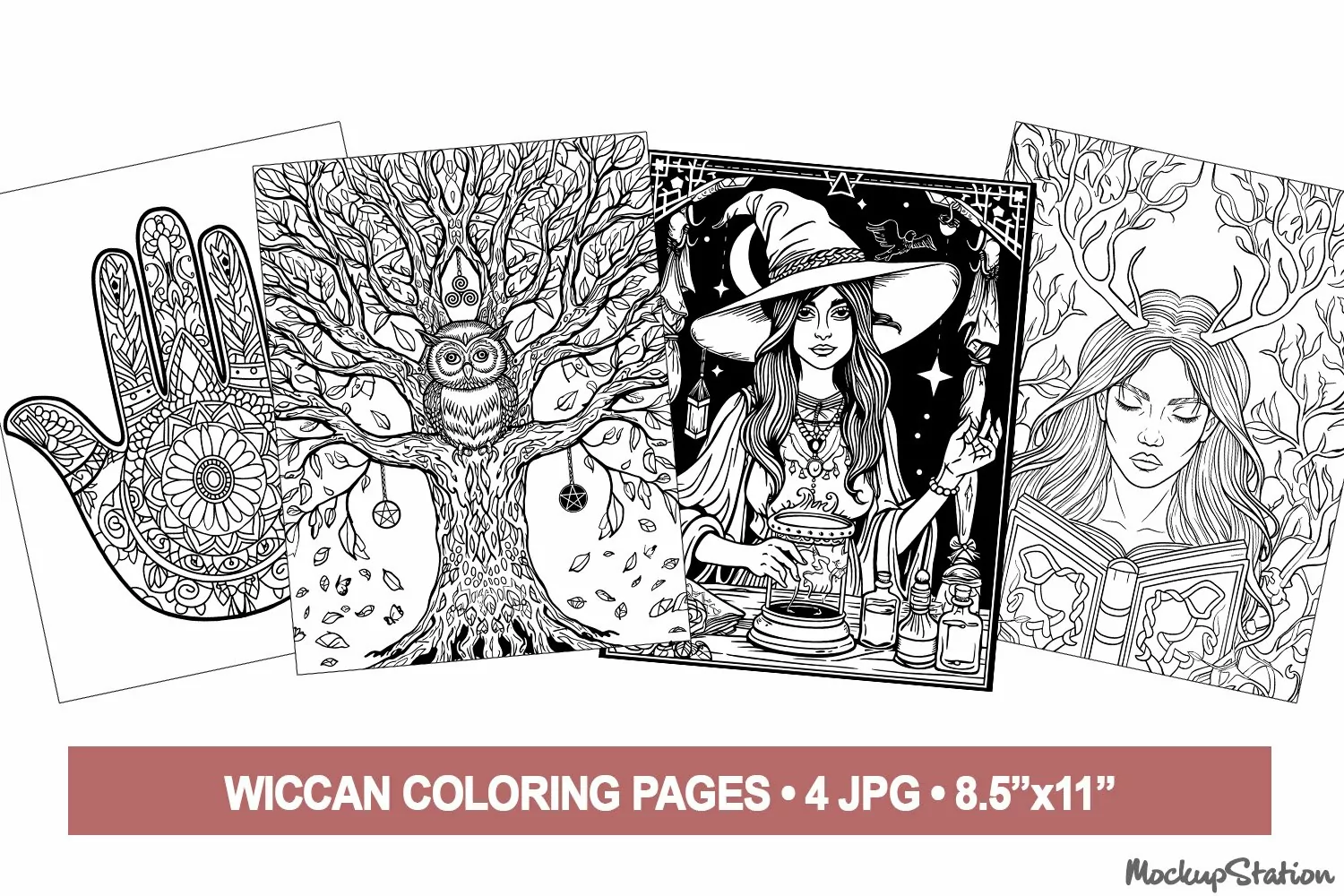 Wiccan Coloring Pages | Witchy Coloring Page for Adults product image 1