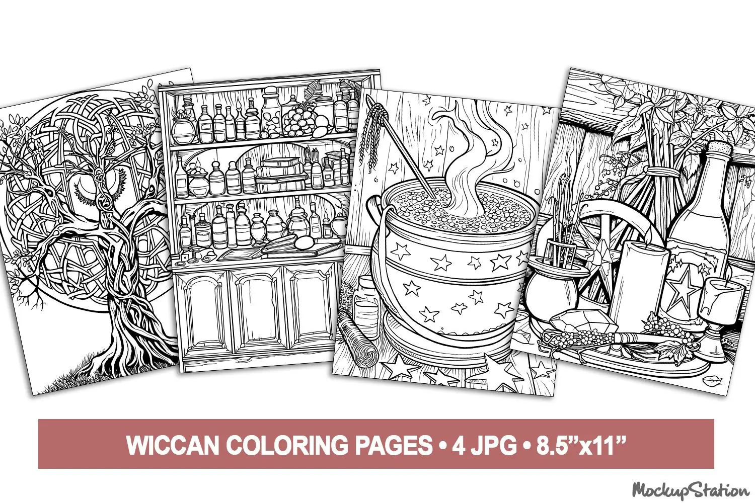 Wiccan Coloring Pages | Witchy Coloring Page for Adults product image 1
